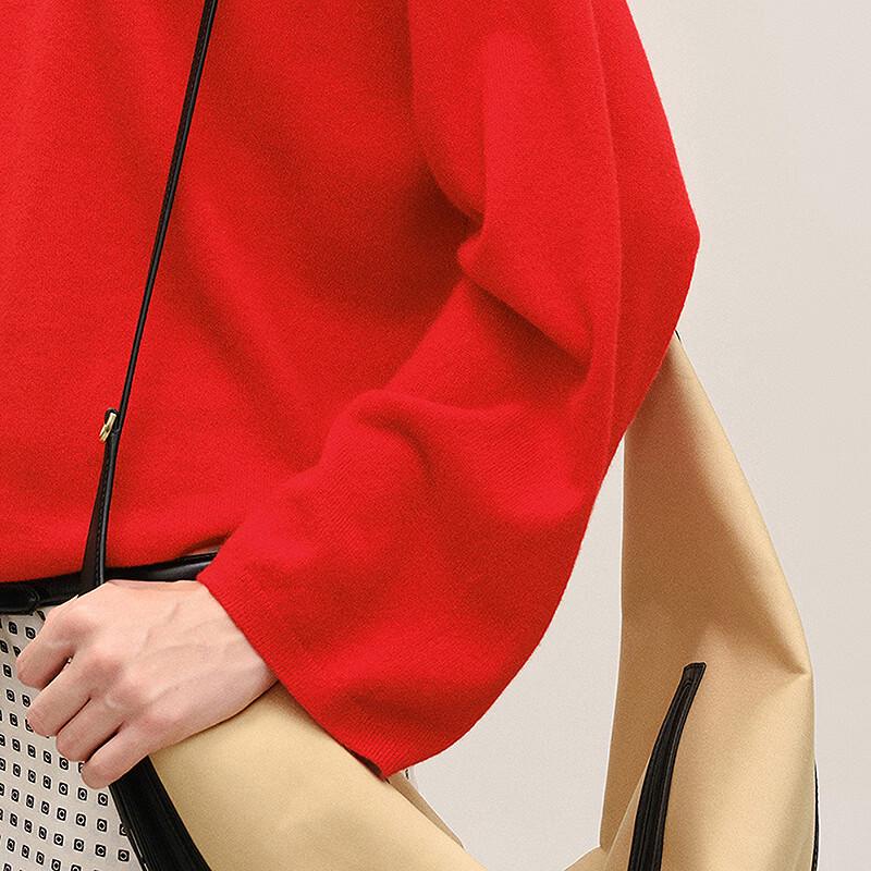 LESS Women's Round Neck Long-Sleeve Pure Cashmere Pullover