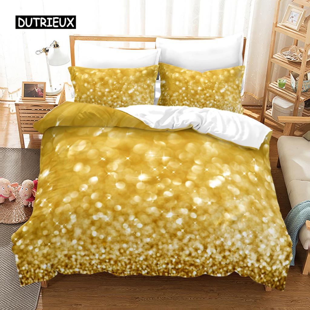 Gradient Duvet Cover Set Microfiber Rainbow Striped Glitter Sequins Quilt Cover Double Queen King Size 2/3pcs Comforter Cover