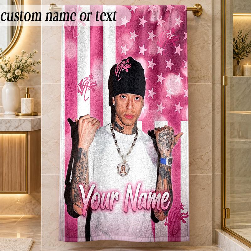 Beach TowelCentral Cee Custom Name Text Personalized Soft Towel for Beach Pool Indoor Home Decor Gift