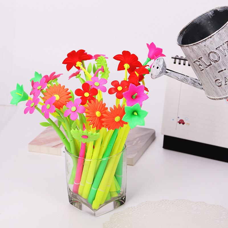 2PCS Cute Plant Flowers Soft Silicone Gel Pen for Writing Office School Supplies Signing Pen