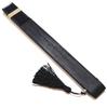 Handcrafted by a Skilled Fan This Short Silk Fan for Men Features 42 Ken and Is Product Craftsman, Black-dyed Bones, 22cm, (tassels Included), Blue.