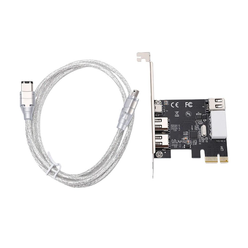 Black FireWire 1394a Controller Card Plastic PCI Express Firewire Adapter  For Desktop PC
