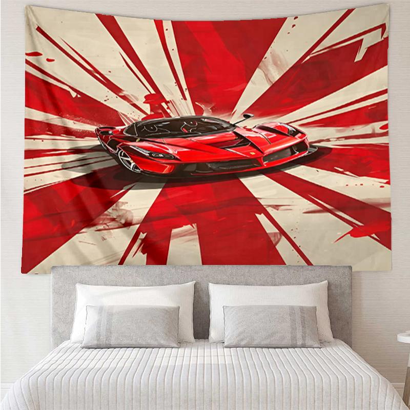 Racing Print Tapestry, Backdrop, Easy Setup, Ideal for Bedroom, Office & Living Room, with Aesthetic Wall Hanging Decor.