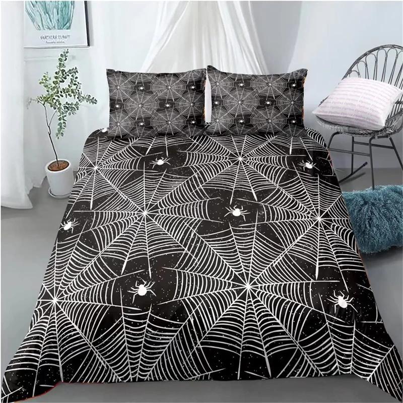 Tarantel-Druck Bettwäsche 3D-Druck Schwarz Braun Spinnen-Bettbezug-Set Insekten-Thema Weißer Bettbezug Schlafzimmerdeko Kinder Erwachsene