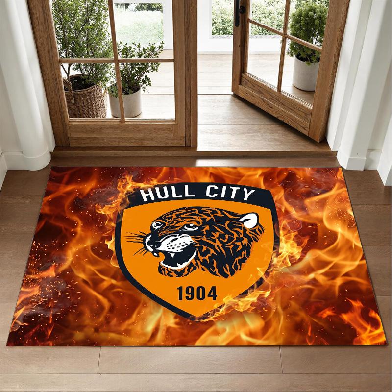 Hull City Fußball Design Kristall Samt Teppich Weiche Dekorative Matte für Schlafzimmer Eingang
