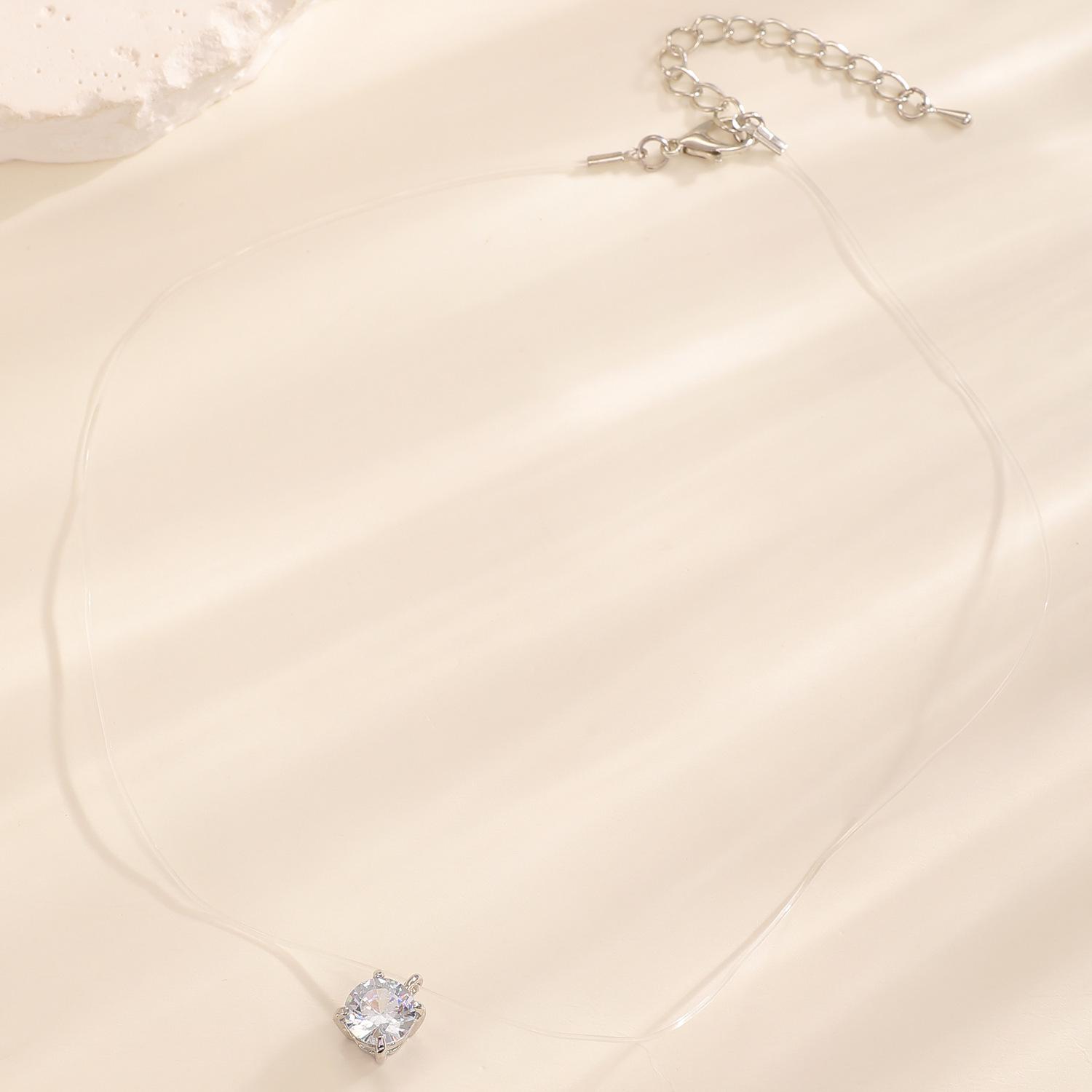 

Cross-border Fashion Water Drop Glass Invisible Fishing Line Necklace for Women - Simple, Cool, Stackable Multi-layer Clavicle Chain