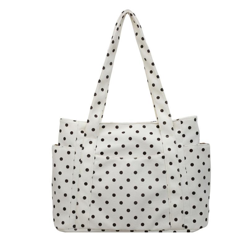 Polka Point Tote Bag Large Capacity Women s Shoulder Bag белый