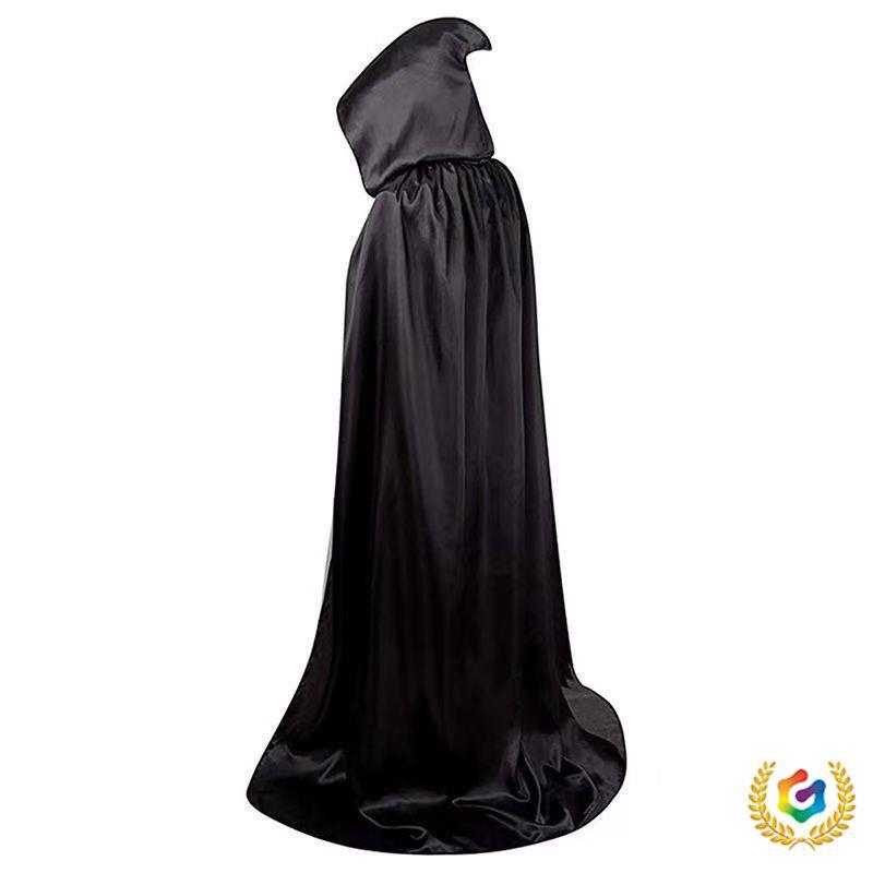 Halloween Black Reaper Cloak for Adults - Ghost Festival Costume for Haunted House NPC or Magician.