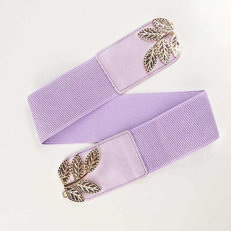 Ladies Waist Seal Alloy Leaf Buckle Elastic Band Dress Shirt With Clothing Belt