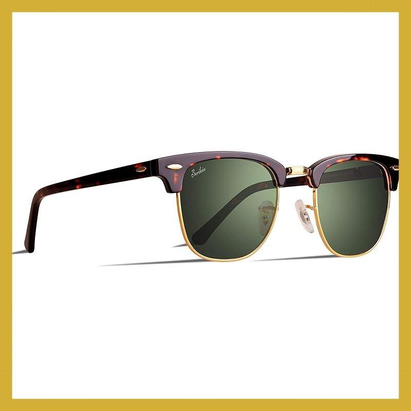 Used [Berikin] Men's Polarized Sunglasses for Driving, Driving, Fishing, Half Frame Half Frame Thurmont Blow UV400 UV Protection Gold Sunglass for