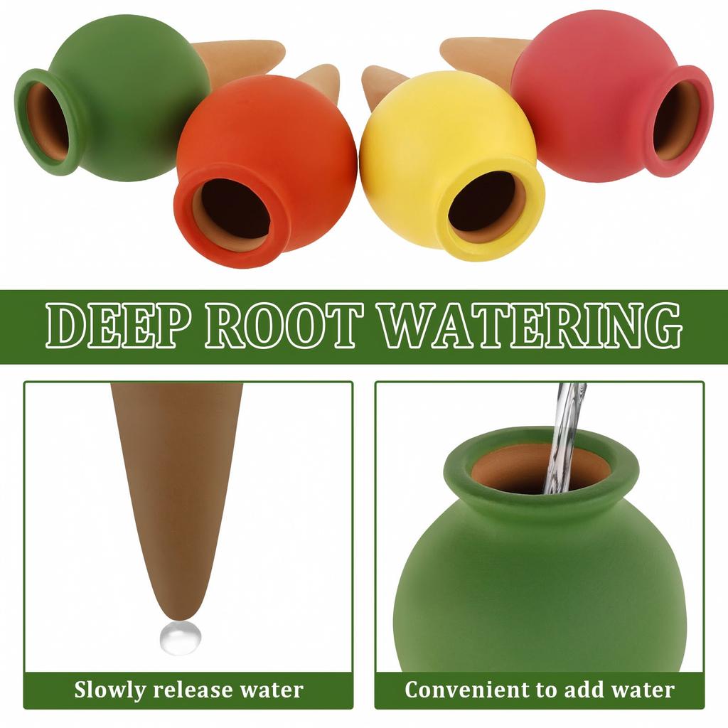 Self-Watering Plant Spikes for Wine Bottles, 4 Pack Watering for Indoor Outdoor Garden