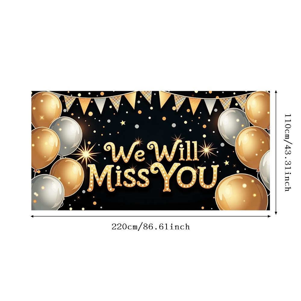 Goodbye Decor Confetti Background Farewell Banner Black Background We Will Miss You Sign for Office Decoration Indoor Decoration