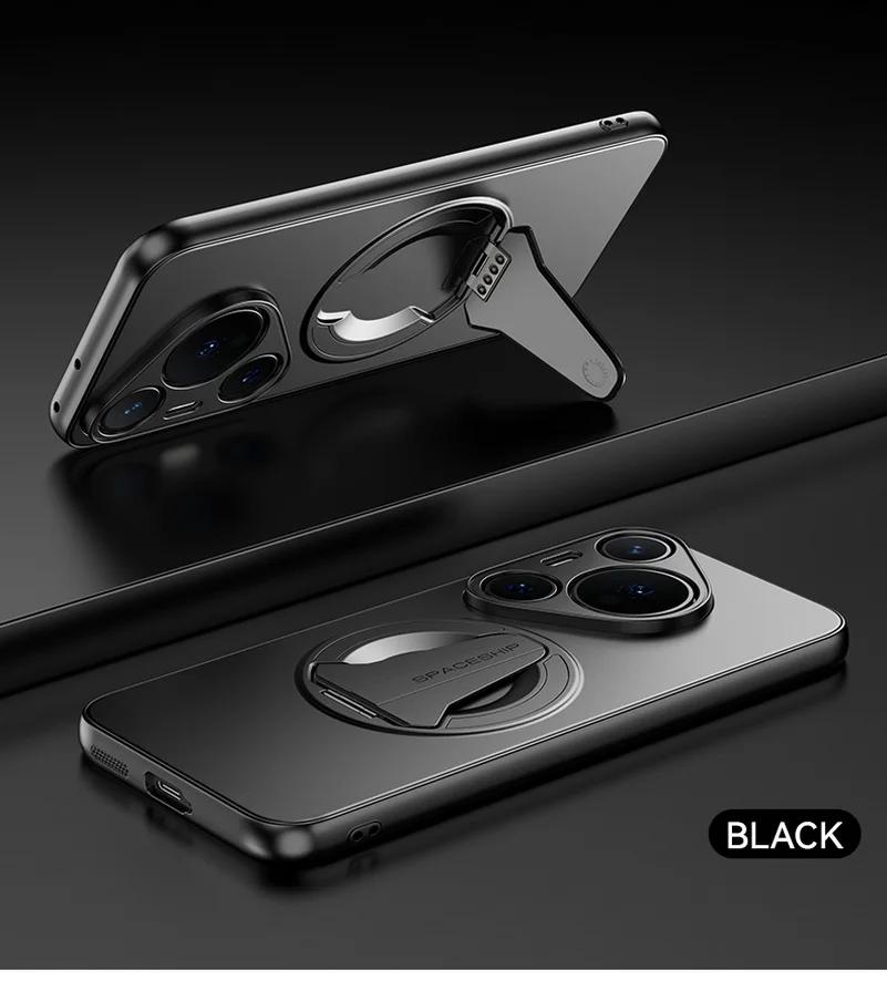 For Huawei Pura 80 Pro Plus 80 Ultra Metallic Paint Magnetic Bracket Case For Pura 70 Pro+ Wireless Charging Holder Hard Cover