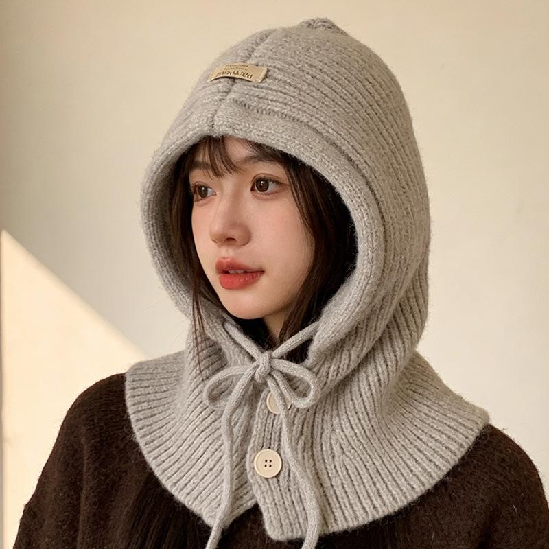 Knitted wool hat warm scarf hat integrated autumn and winter warm ear protection knitted hat
