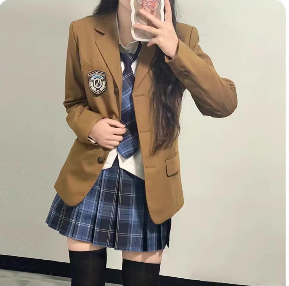 Uniformă JK de toamnă în stil colegial Ben Zuozhong cu jachetă cu toc înalt