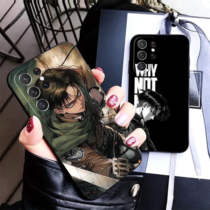 A-Attack On T-Titan Levi Soft Phone Case for Samsung Galaxy S26 S25 Edge S24 Ultra S23 Plus S22 S21 FE S20 Black Cover Back Shel