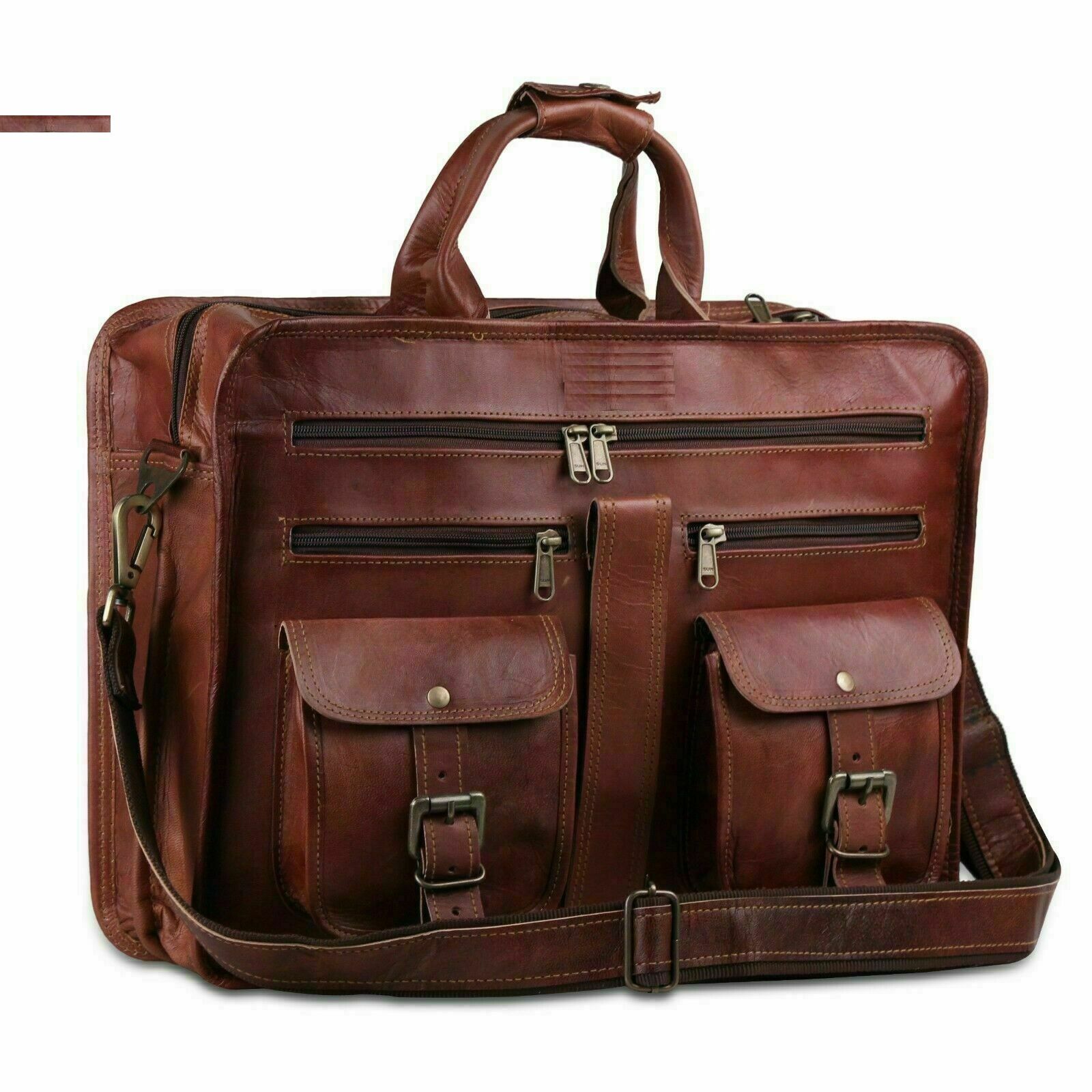 Мужской офисный портфель 18 дюймов из натуральной кожи Vinatge — фото 3