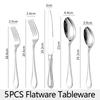 4/5pcs Luxury Plated Flatware Set Stainless Steel Cutlery Set Elegant 18-10 Steel Heavy Weight Flatware Tableware Mirror Cutlery