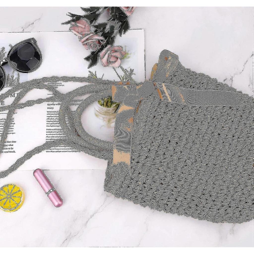 Straw Shoulder Bag Women's Summer Beach Bag Raffia Bag Lightweight Crossbody Bag