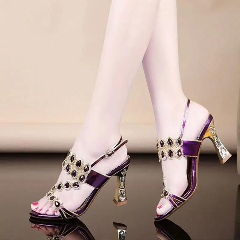 High Heels Sandalen Damen Sommerschuhe Frau Partyschuhe Mode Damen Sandalen Quadratischer Absatz 7cm