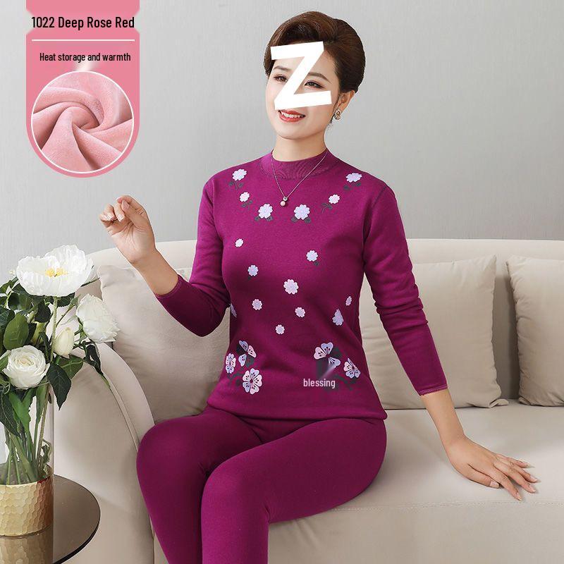 Women's Warm Fleece Set for Mid-Aged and Elderly: Cozy Winter Underwear for Mothers and Grandmothers
