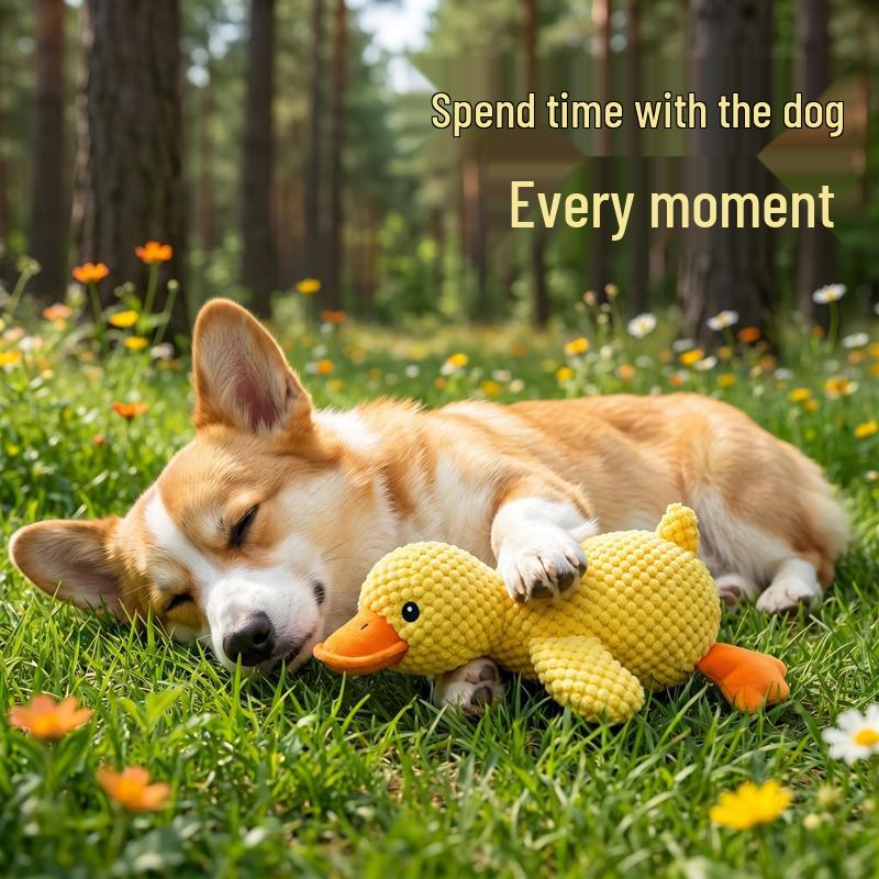 Interactive Squeaky Yellow Duck Plush Toy for Dogs