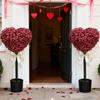 Heart Shaped Topiary Artificial Trees with Pot and Bow Tie Artificial Boxwood Topiary Fake Plant 29.5in for Valentines Home