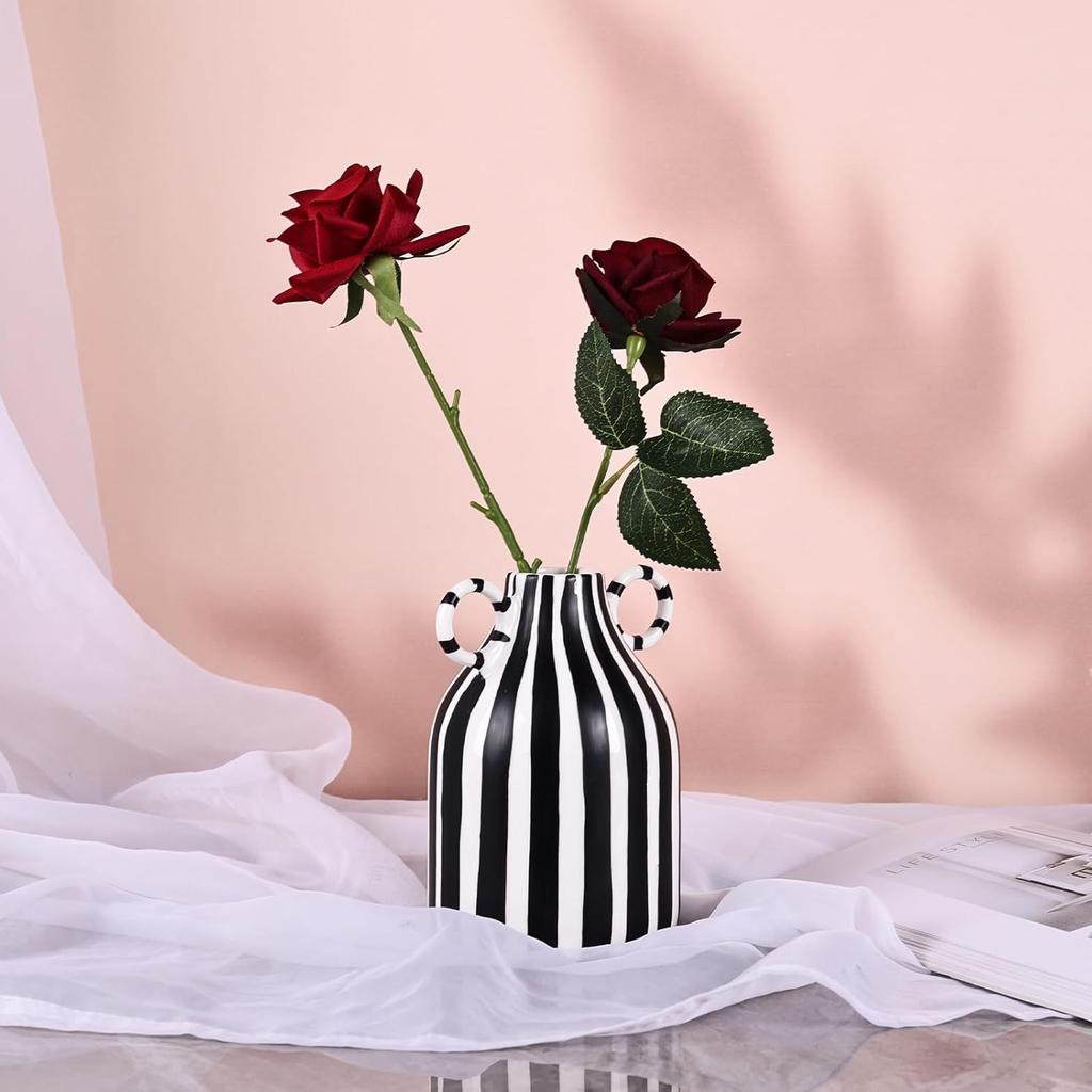 Colorful Hand‑Painted Ceramic Vase – Artistic Multicolor Striped Pottery for Home Décor & Boutique Display