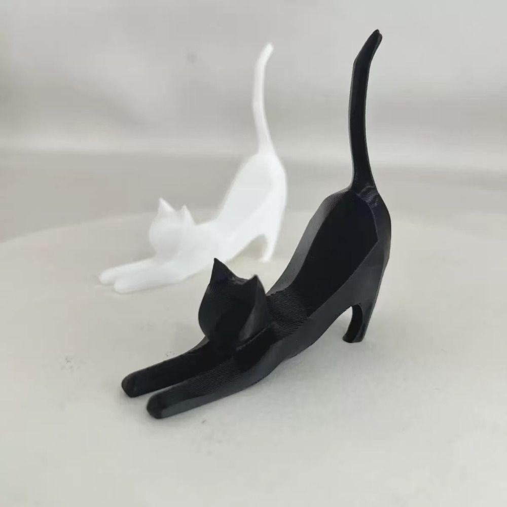 Exquisite Resin Cat Sculpture 3D Printed Cat Sculpture Ornament Ring Storage Rack  Bedroom Decor
