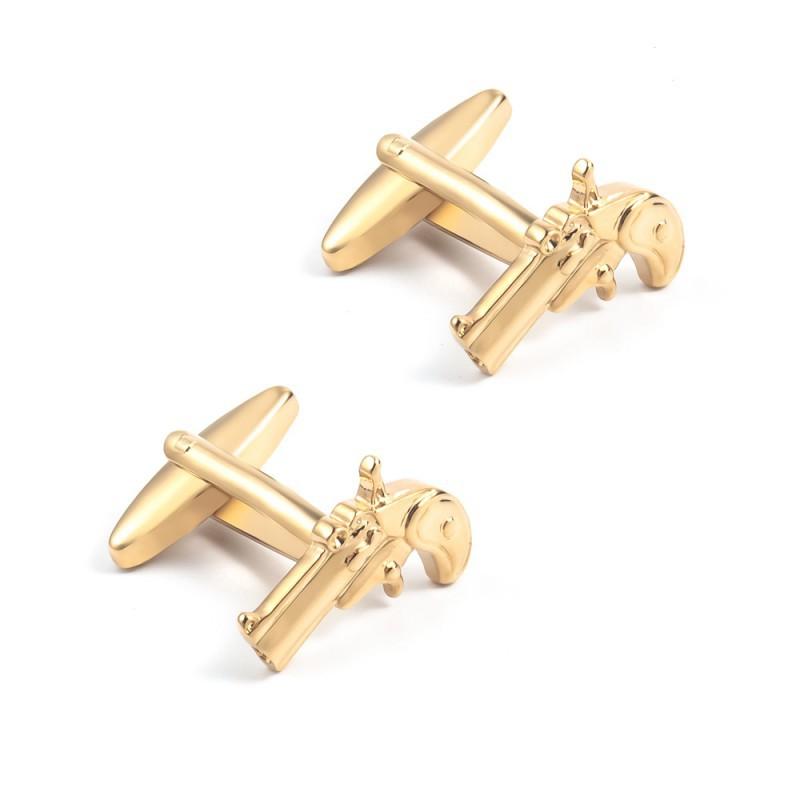 High End Electroplated Gold Silver Signal Gun Copper Cufflinks Men's French