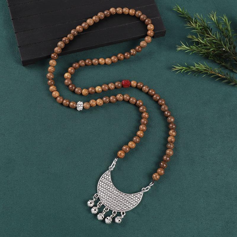 

Дзен ожерелье сандаловое бусины женское ретро нишевый дизайн длинная цепочка для свитера аксессуары