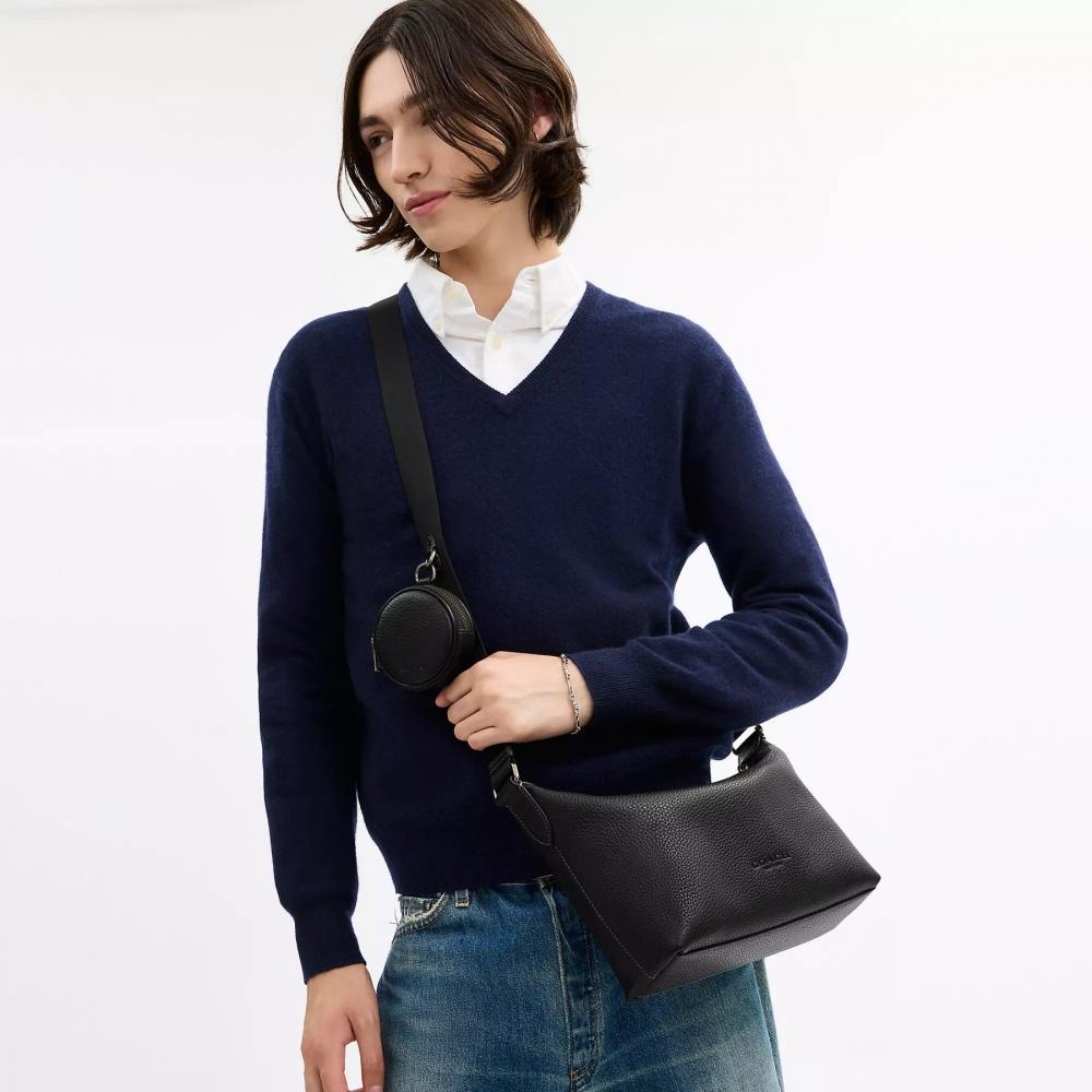 Coach Small Finn Crossbody Bag With Pouch Gunmetal Black