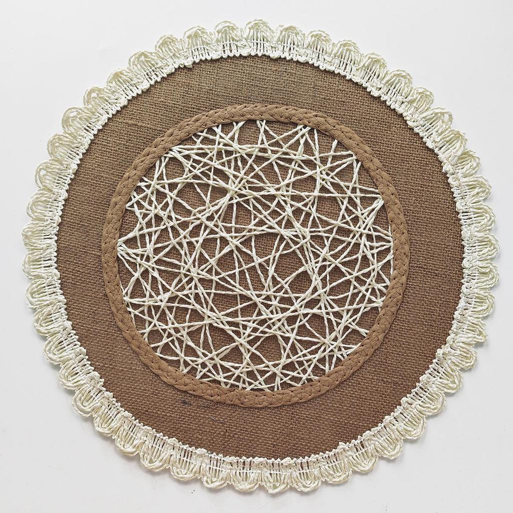 Nordische Jutestoff- und Baumwoll-Web-Tischset - Hitzebeständige Tischdekorationsmatte