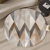 Round Modern Gold Grey Geometric Area Rug Non-Slip Floor Mat for Living Room Bedroom Minimalist Home Decor
