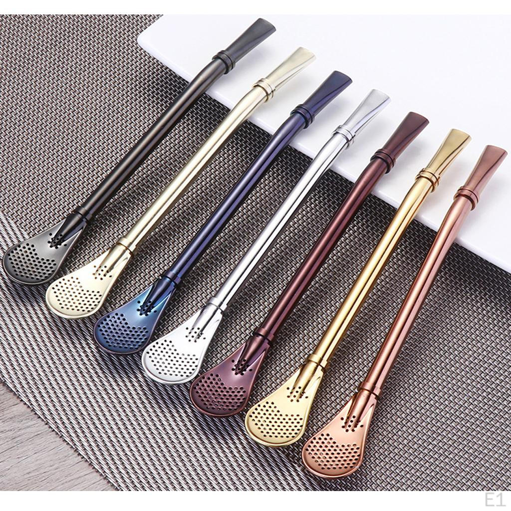 Tea Straws Filtered Spoons Juice Coffee Drinking Straw 6 Colors