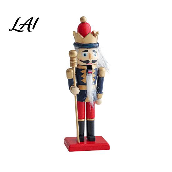 Decorative Wooden Nutcracker Soldier Figurine Handcrafted Solid Wood Christmas Tabletop Ornament Holiday Table Decor for Desk And Bookshelf