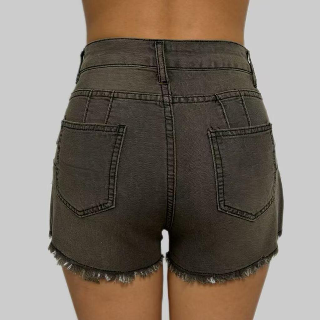 Women's Color Jeans Stretch Slim Fit Distressed Denim Shorts