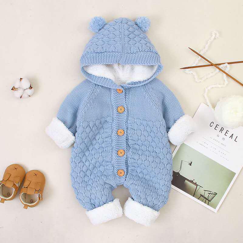 Newborn Knitted Wool Romper - Cute & Warm Baby Sweater for Boys & Girls (Autumn/Spring)