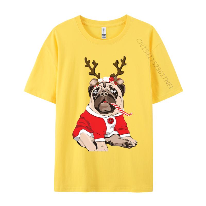 Graphic T Shirts Men Pug Deer Pug Lovers Reindeer Christmas Tshirt Soft Breathable Cotton Tops Tee 3xl Men Clothing