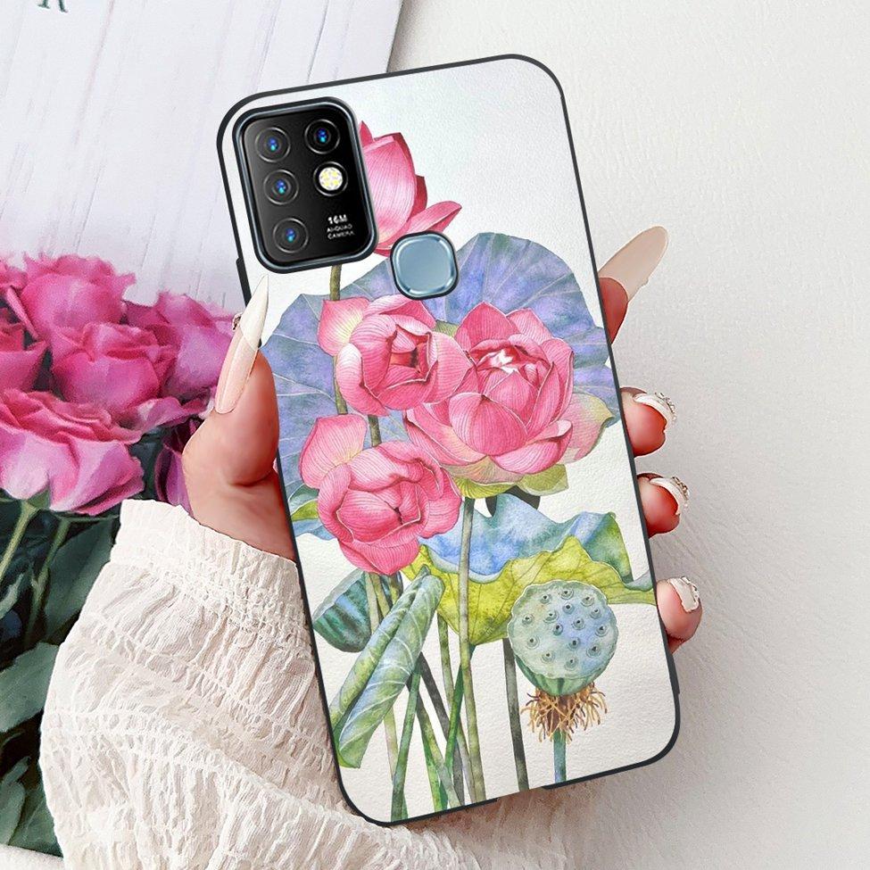 For Infinix Hot 10 Case Silicone Cute Cat Fashion Flowers Luxury Painted Back Cover For Inifnix Hot 10 Phone Case X682B X682C
