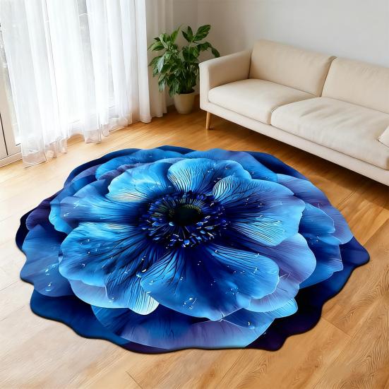 3D Flower Bathroom Rug Anti-Slip Absorbent Floor Mat Realistic Flower Area Rug for Entrance Living Room Bathroom Bedroom