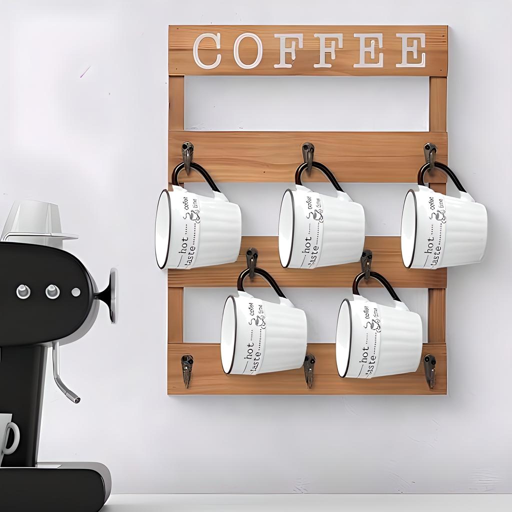 1 szt. Drewniane haczyki do użytku domowego filiżanki do kawy kubki stojak do przechowywania, kubki na wodę do góry nogami opróżnianie półka ścienna