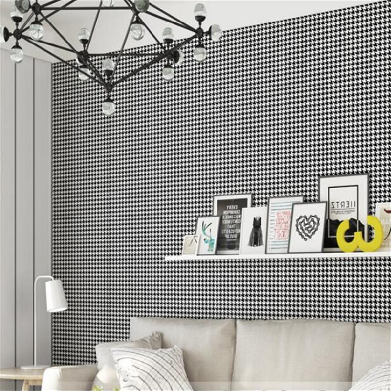 Houndstooth Black and White Wallpaper Bedroom Living Room Background papel de parede Home Decor