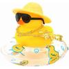 Duck Car Ornaments Yellow Duck Car Dashboard Decorations Set with Sunglasses, Swimming Ring Kids Bath Toys Home Duck Decoration