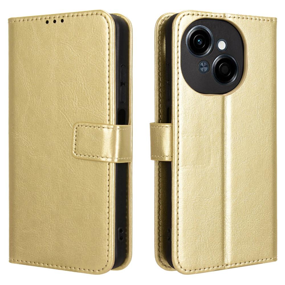 

For TECNO Spark Go 2025/Spark Go 1/Pop 9 4G Case Crazy Horse Texture PU Leather Phone Wallet Cover Gold