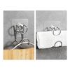 Adhesive Hooks Stainless Steel Punch Free Wall Mounted Sticky Wall Hangers for Kitchen Bathroom