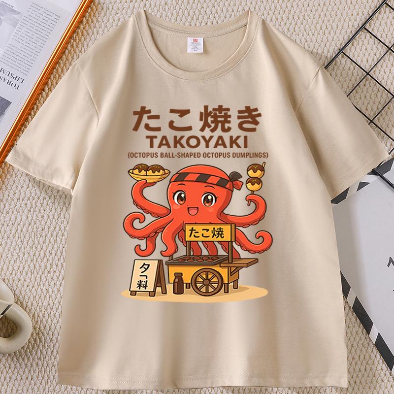 2026 Hot Sale Japanese Style T-shirt Drunken Octopus Osaka Tshirt Seafood Men Women Graphic Tee Cotton Printed Short Sleeve T Shirt Streetwear Tee Top