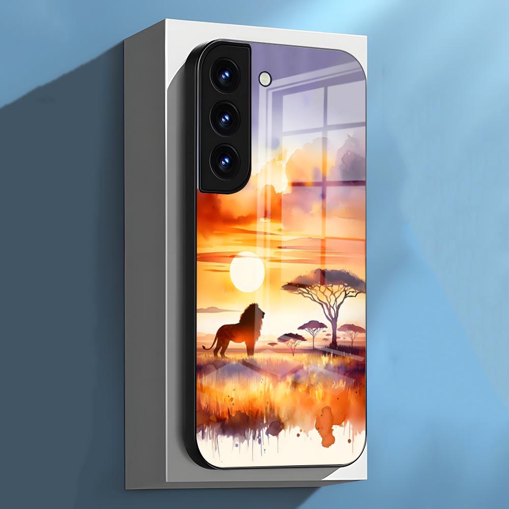 

Абстрактная Картина Африканский Живой Чехол для Телефона Для Samsung S26 S25 S24 FE S23 S22 S21 Plus S20 Ultra Note20Ultra Черный Стеклянный Чехол Galaxy S23