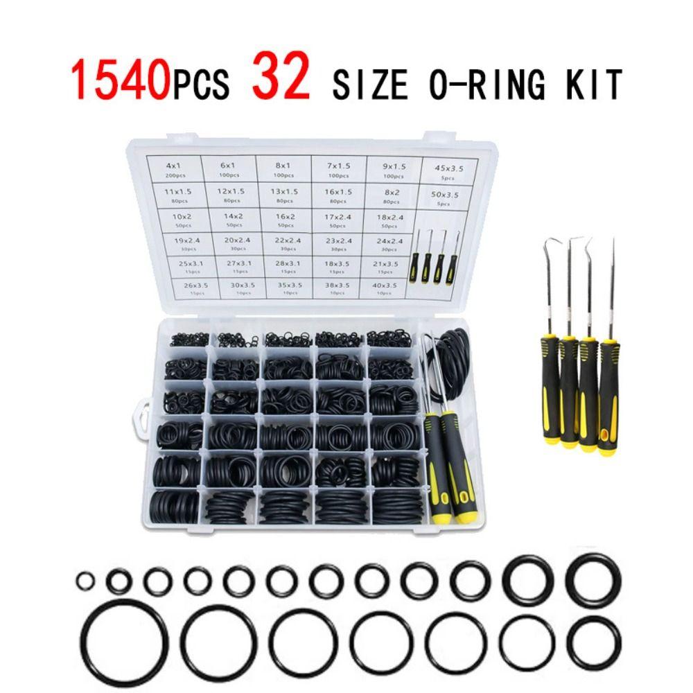 1540Pcs Metric O Rings Nitrile Rubber Oil Resistant Washers Assortment Kit High Temperature Resistant Sealing Seals