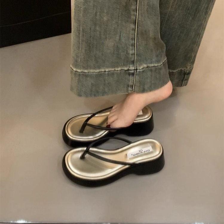 Shoes for Women Outside Slides Height Unique Shoe Summer Woman Flip Flops Slippers Footwear Casual Original on Sale 2025 Sandals